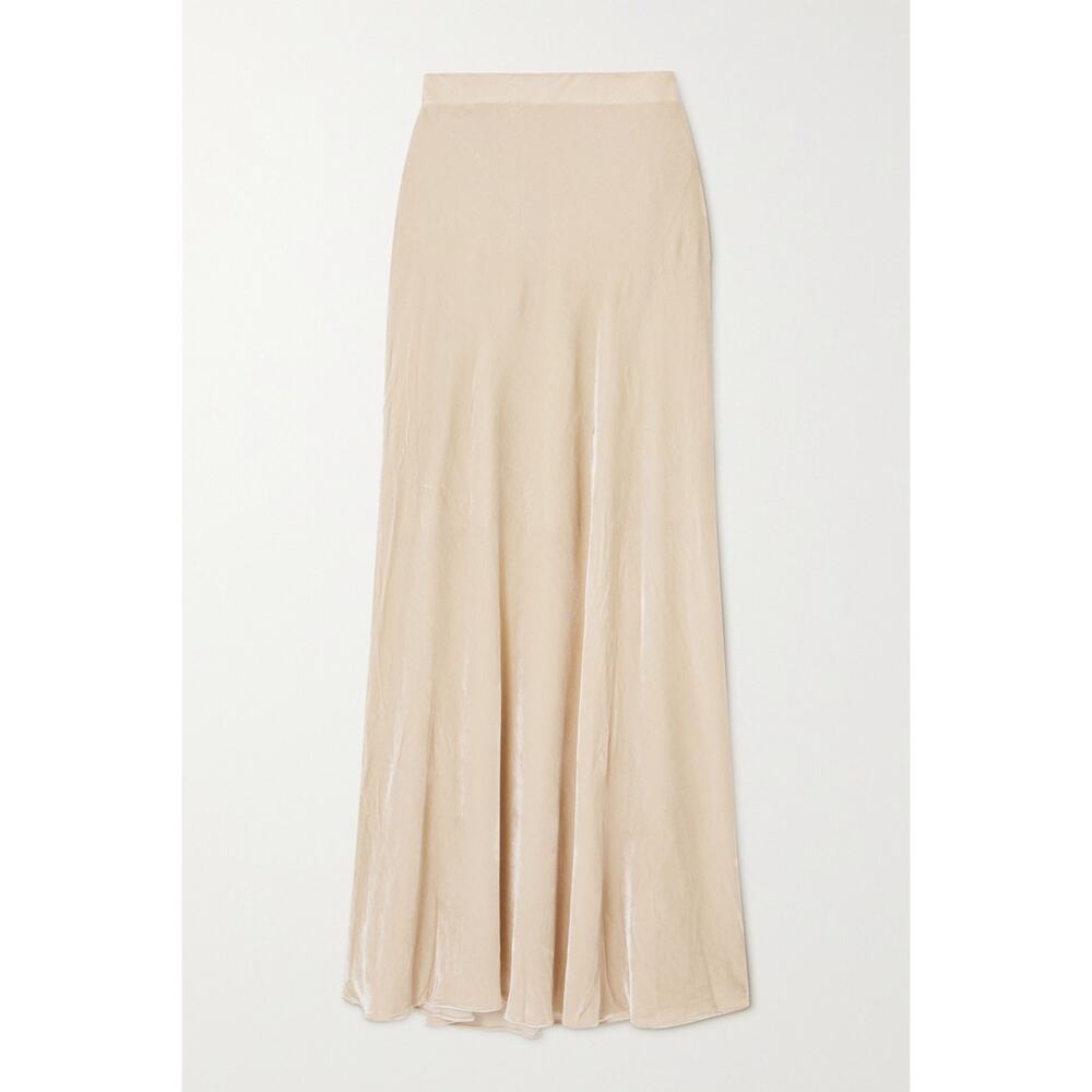 Net Sustain 'Bianca' Tan Viscose Velvet Maxi Skirt Size 4
